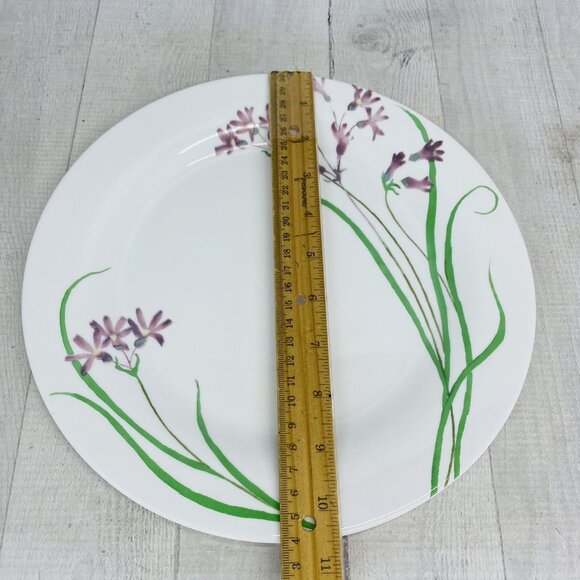 Martha Stewart MTW5 Purple Pacific Wildflowers France Glass Dinner Plates Set 4 - Picture 10 of 16